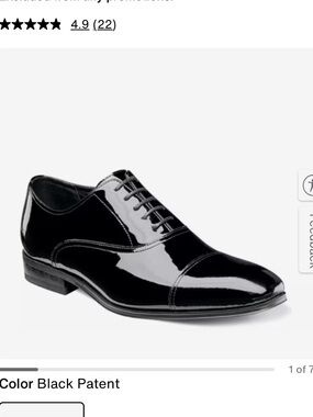 Men's Florsheim tux cap toe Oxford Black Patent Lace-Up Dress Shoes